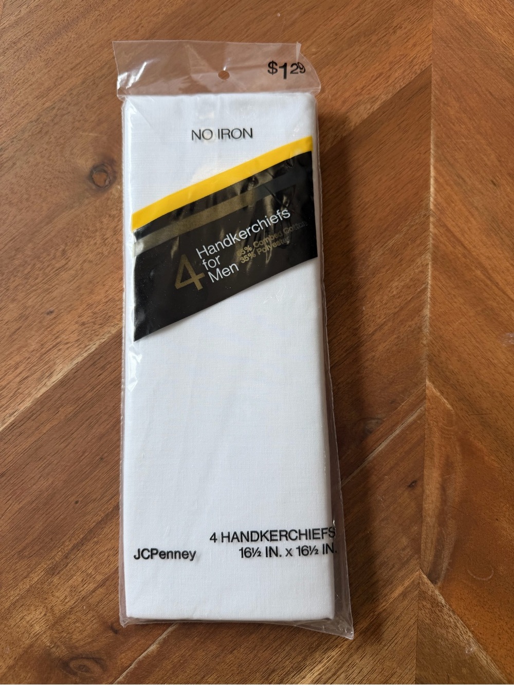 Vintage Men’s Handkerchiefs 4-Pack NOS JCPenney White Cotton Blend Accessories